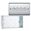 BG Nexus Polished Chrome 200W 2 Way Quad Trailing Edge Dimmer Switch NPC84 with 25mm Steel Back Box