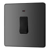 BG Evolve Black Chrome Double Pole Switch with Neon PCDBC31B with 35mm Steel Back Box
