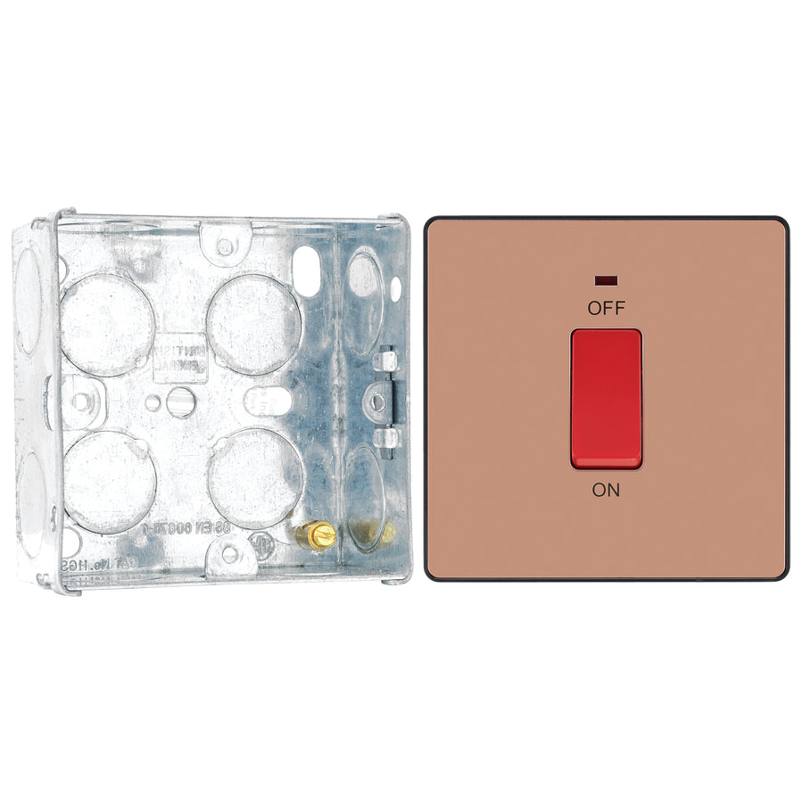 BG Evolve Polished Copper 45A DP Single Plate + Neon PCDCP74B with 35mm Steel Back Box