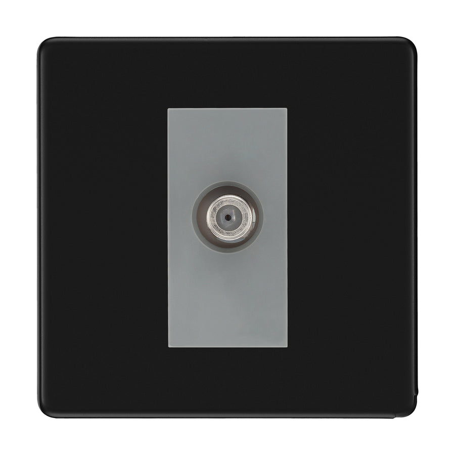BG Screwless Matt Black Satellite Socket FFB64G