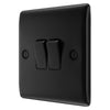 BG Nexus Matt Black 20A 16AX 2 Way Double Light Switch NFB42 with 35mm Steel Back Box