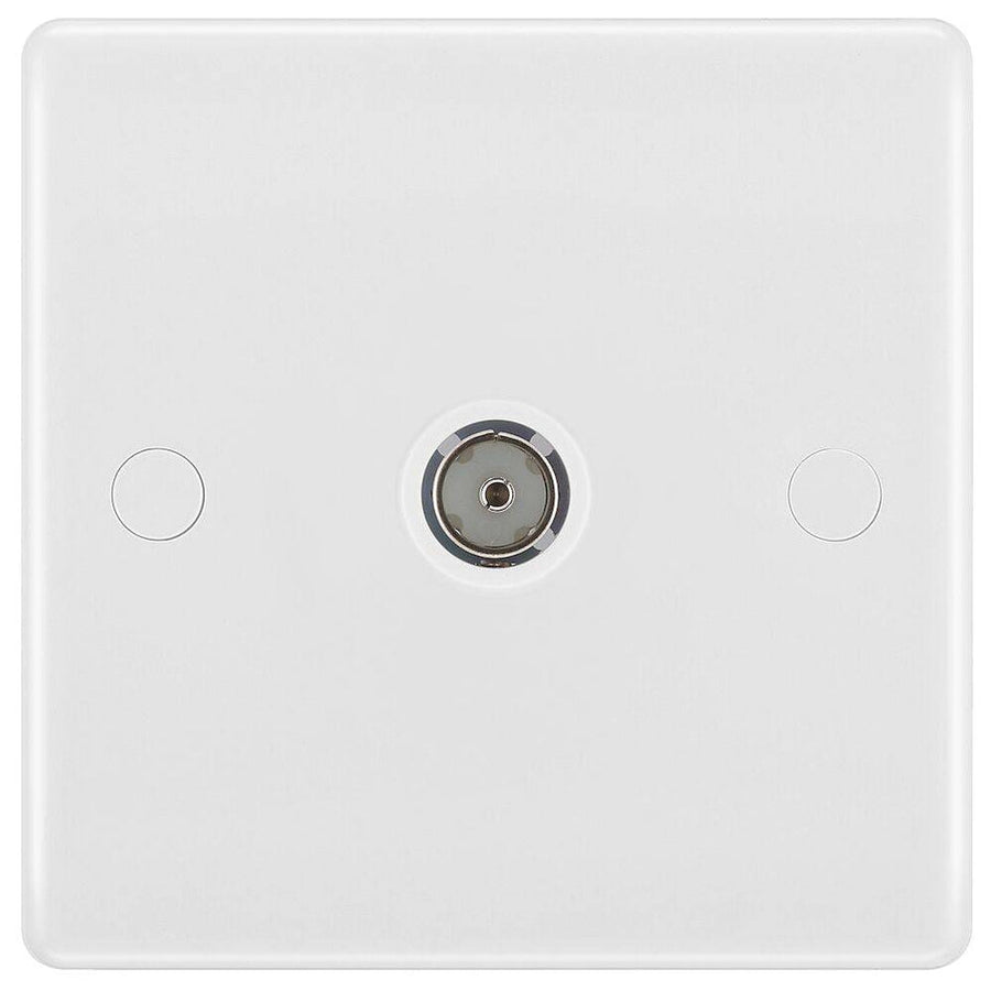 BG 862 Moulded Round Edge | White | 1 Gang Isolated Co-Axial TV Socket Outlet