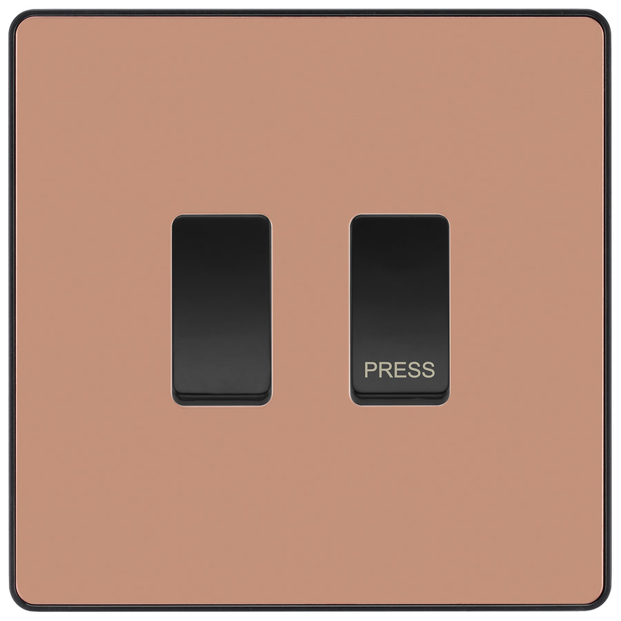 BG Evolve Polished Copper 2G Grid Switch – 20A 2-Way & Retractive Press Module