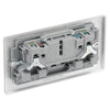 Brushed Steel 2 Gang 13A Switched Double Socket & Surface Pattress Back Box