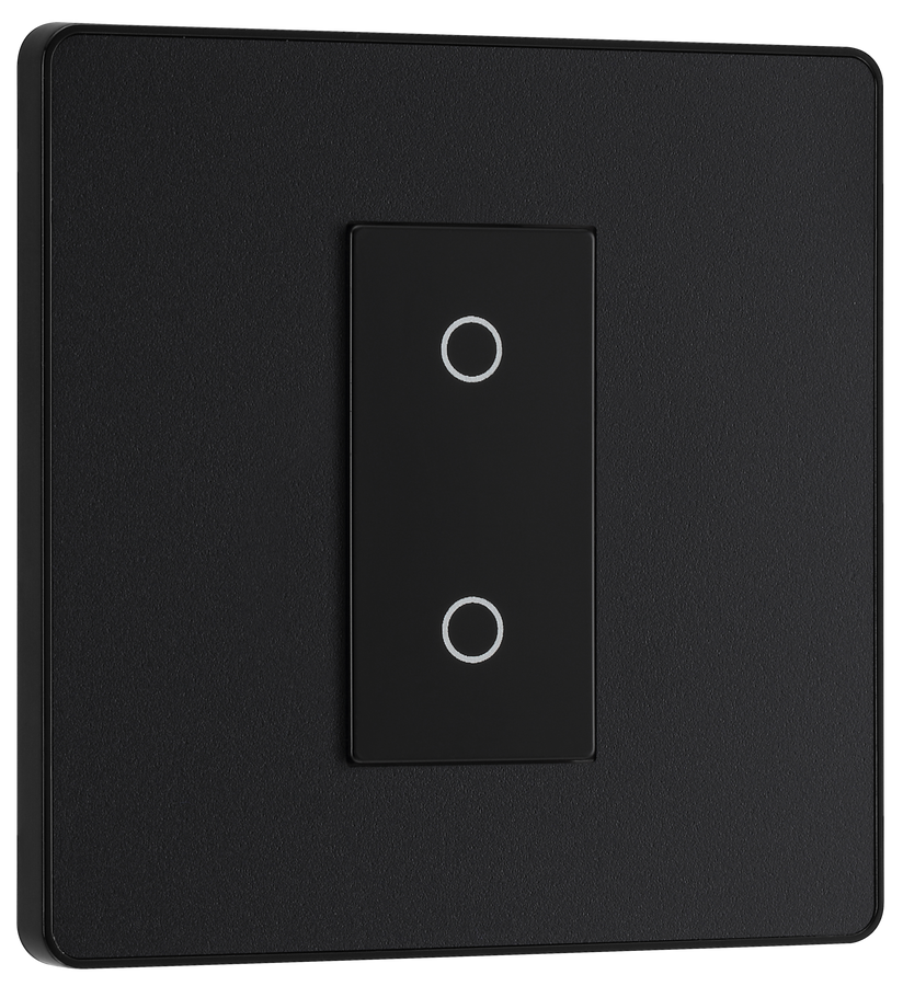 PCDMBTDS1B Front - This Evolve Matt Black single secondary trailing edge touch dimmer allows you to control your light levels and set the mood.