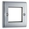 BG Polished Chrome Single 2 Gang Brush Cable Entry Wall Plate Black