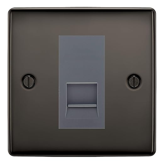 BG Nexus Black Nickel Single IDC Secondary Telephone Socket - Grey Insert