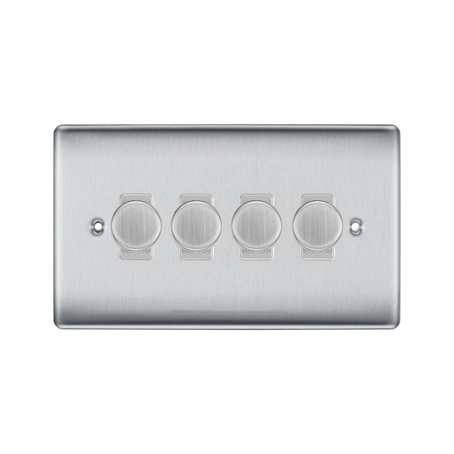 BG Nexus Metal Brushed Steel 4G 2 Way Trailing Edge Dimmer LED Custom Grid