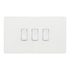 BG Evolve Pearlescent White 3 Gang Light Switch 1x Intermediate 2x 2 Way Custom Grid Switch