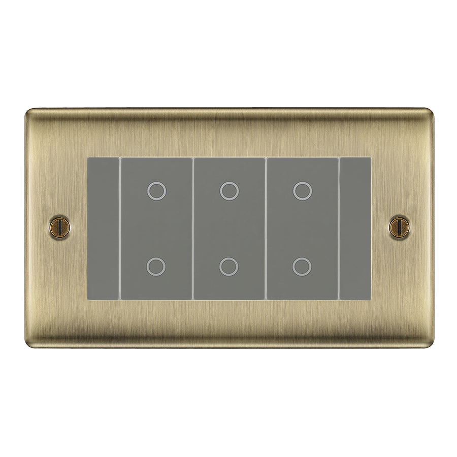 BG Nexus Antique Brass Triple Master Touch Dimmer Switch - Grey Insert