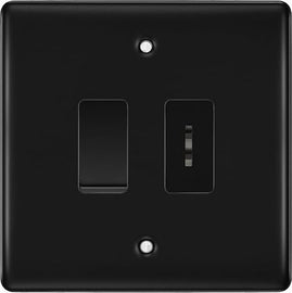 BG Nexus Matt Black 2 Gang 20 Amp Key Switch with 20 Amp Double Pole Switch