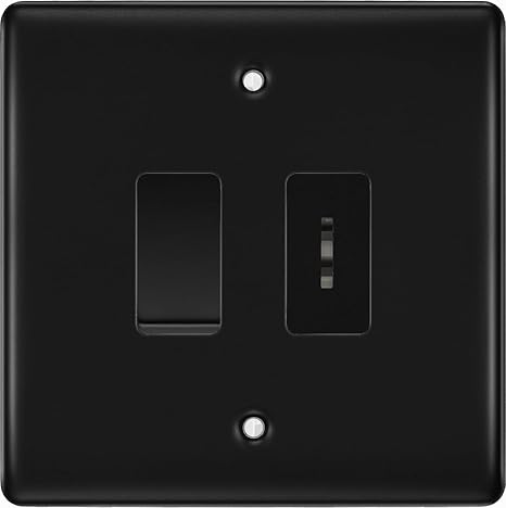 BG Nexus Matt Black 2 Gang 20 Amp Key Switch with 20 Amp Double Pole Switch