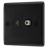 BG Nexus Matt Black Double Satellite and Co-Axial Socket NFB65 with 35mm Steel Back Box