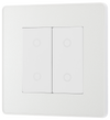 PCDCLTDM2W Front - This Evolve pearlescent white double master trailing edge touch dimmer allows you to control your light levels and set the mood.