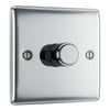 BG Nexus Polished Chrome 1 Gang 200W 2 Way Trailing Edge Push Type Dimmer Switch NPC81 with 35mm Steel Back Box
