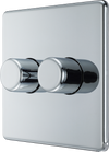 BG FPC82 Nexus Screwless Flatplate | Polished Chrome | 2 Gang 200W 2 Way Trailing-Edge Push Dimmer Switch