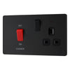 BG Evolve Matt Black 45A Switch 13A Switched Socket Cooker Control Unit PCDMB70B with 35mm Steel Back Box
