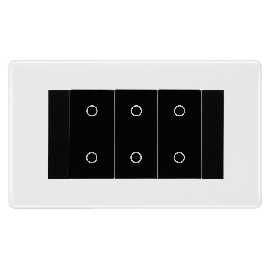 BG Nexus White Moulded Triple Secondary Touch Dimmer Switch - Black Insert
