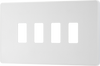 RPCDCL4W Front - The Grid modular range from British General allows you to build your own module configuration with a variety of combinations and finishes. This pearlescent white finish Evolve front plate clips on for a seamless finish, and can accommodate 4 Grid modules - ideal for switches and other domestic applications.