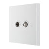 BG 965 Moulded Square Edge | White | 2 Gang Satellite TV Socket Outlet