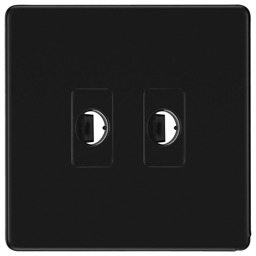 BG Nexus Screwless Matt Black 2 Gang Flex Outlet Socket
