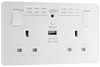 PCDCL22UWRW Front - This Evolve pearlescent white 13A double power socket with integrated Wi-Fi Extender from British General will eliminate dead spots and expand your Wi-Fi coverage.