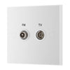 BG 966 Moulded Square Edge | White | 2 Gang Diplex TV and FM Socket