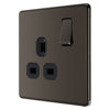 BG Screwless Black Nickel 13A Single Socket FBN21B with 25mm Steel Back Box