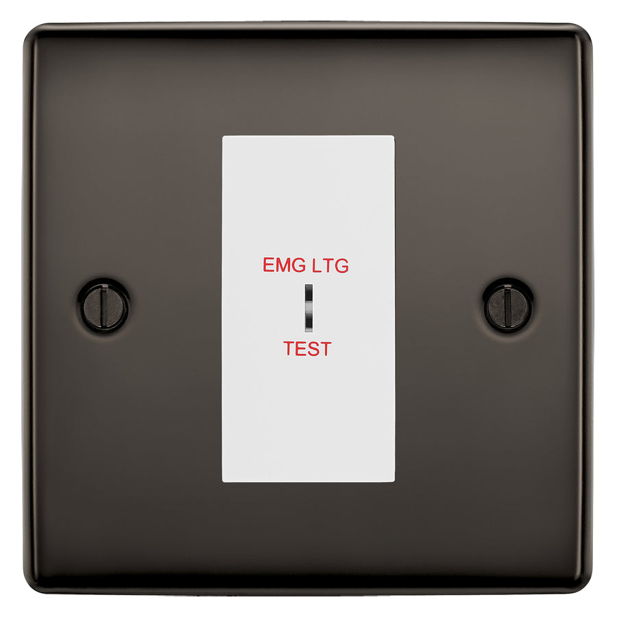 BG Nexus Metal Black Nickel 20AX 2 Way Emergency Lighting Test Key Switch - White Insert