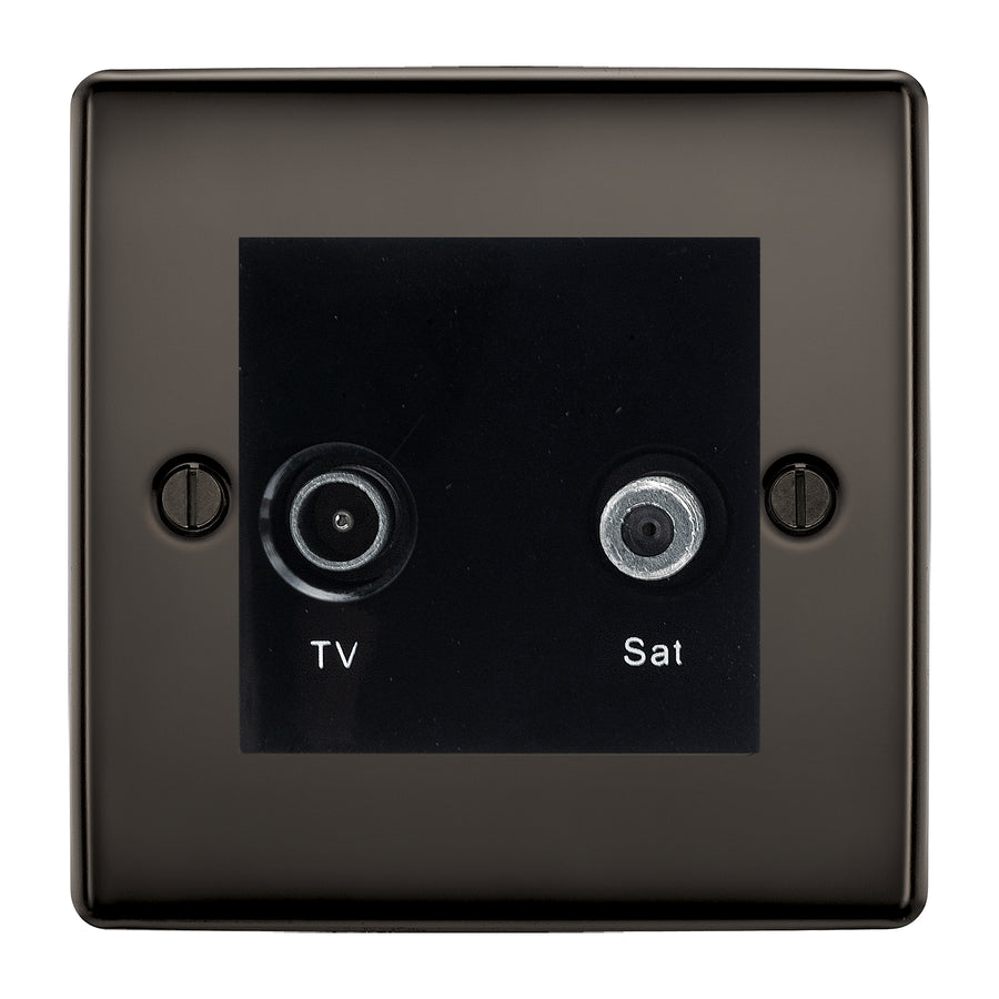 BG Nexus Metal Black Nickel TV & Satellite Socket NBNTVSATB