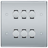 BG Polished Chrome 6 Gang Trailing Edge LED Dimmer Light Switch 2 Way Custom Switch
