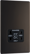 FBN20B Front - This dual voltage shaver socket from British General is suitable for use with 240V and 115V shavers and electric toothbrushes.