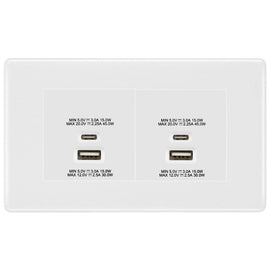 BG Nexus White 4G Faceplate with 45W USB A+C Charger Modules