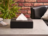 Corby Highland Rectangular Tissue Box Cover in Black Leather