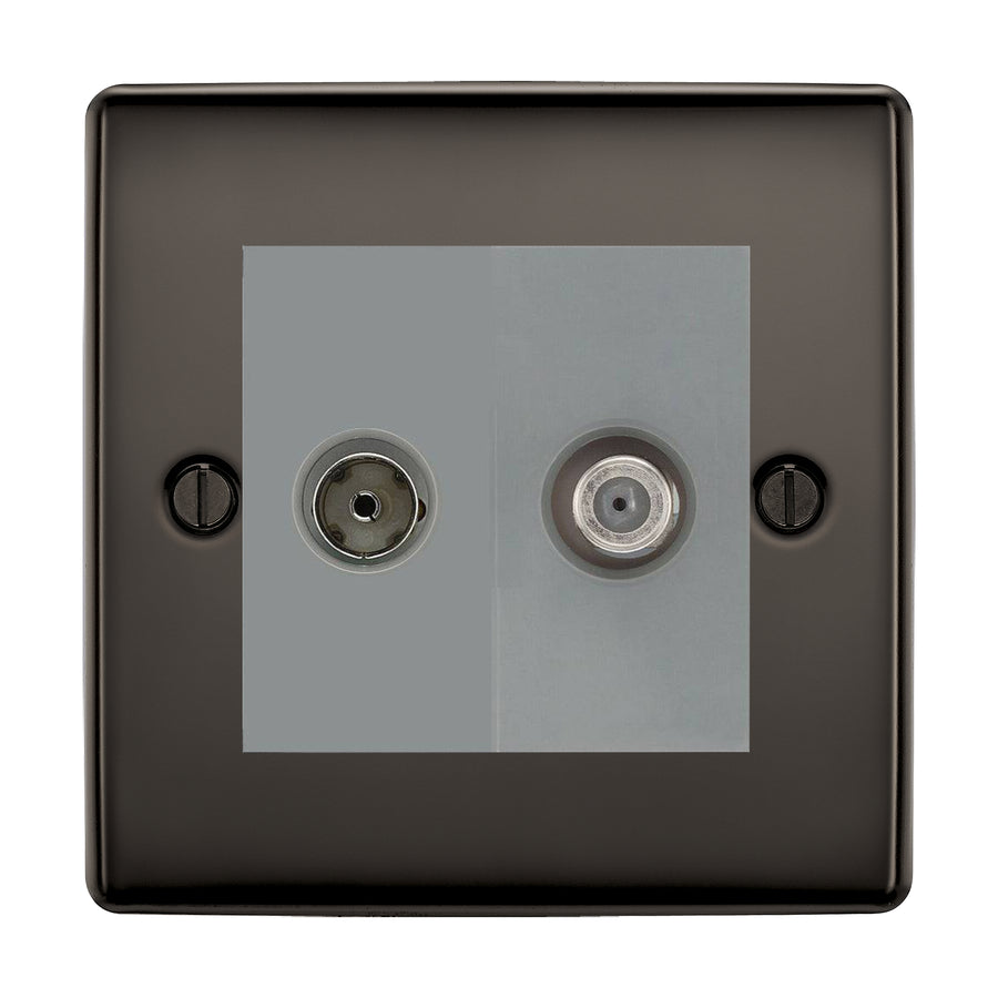 BG Nexus Metal Black Nickel TV & Satellite Socket NBN65G