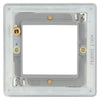 BG Screwless Brushed Steel Satin Single 2 Gang Brush Cable Wall Plate TV Black