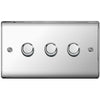 BG NPC83P Nexus 3 Gang, 2 Way, 400w Dimmer Switches-push Type Polished Chrome