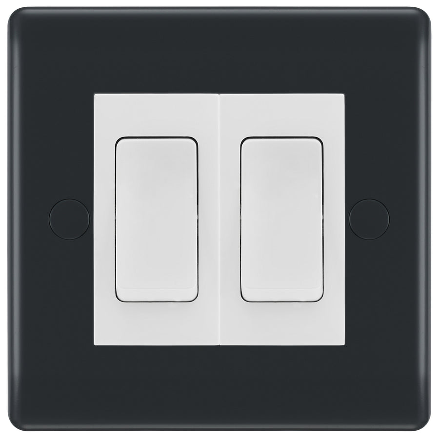 BG Part M 2 Gang 16AX Intermediate Light Switch Graphite - White Insert