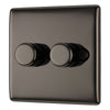 BG Nexus Metal Black Nickle 200W 2 Way Double Trailing Edge Dimmer Switch NBN82 with 35mm Steel Back Box