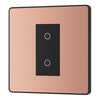BG Evolve Polished Copper Single Secondary Touch Dimmer Switch PCDCPTDS1B with 35mm Steel Back Box