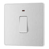 BG Evolve Brushed Steel 20A Double Pole Switch with Neon PCDBS31W and 35mm Steel Back Box