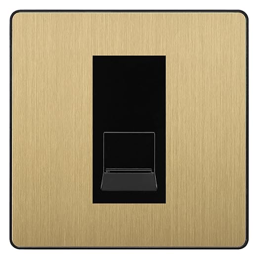 BG Evolve Satin Brass Single RJ11 Telephone Socket PCDSBRJ111 - Black Insert