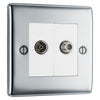 BG Nexus Polished Chrome 2 Gang 1x Co-Axial 1x Satellite Socket NPC65 with 35mm Steel Back Box