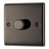BG Nexus Metal Black Nickel 200W 2 Way Single Trailing Edge Dimmer Switch NBN81 with 35mm Steel Back Box