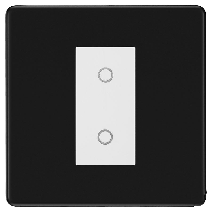 BG Nexus Screwless Matt Black Single Secondary Touch Dimmer Switch - White Insert