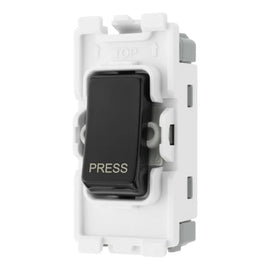 BG RPCDB14 Evolve Grid Black 20A 20AX 1 Way 1 Pole PRESS Retractive Switch Module