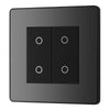 BG Evolve Black Chrome Double Master Touch Dimmer Switch PCDBCTDM2B with 35mm Steel Back Box