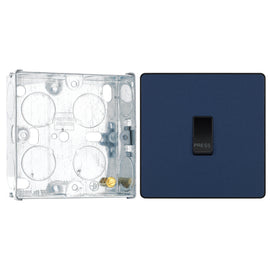 BG Evolve Matt Blue 10AX 1 Way Press Switch PCDDB14B with 25mm Steel Back Box
