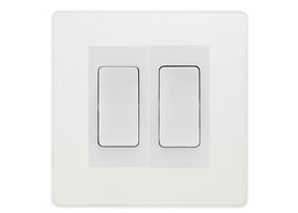 BG Electrical Evolve Pearlescent White 2-Gang Light Switch 1x 2-Way + 1x Intermediate – White Inserts