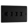 BG Nexus Matt Black 200W 2 Way Quadruple Trailing Edge Dimmer Switch NFB84 with 25mm Steel Back Box